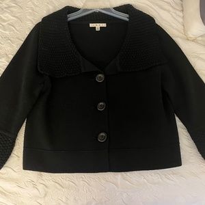 Cabi black, wide collar knit cardigan